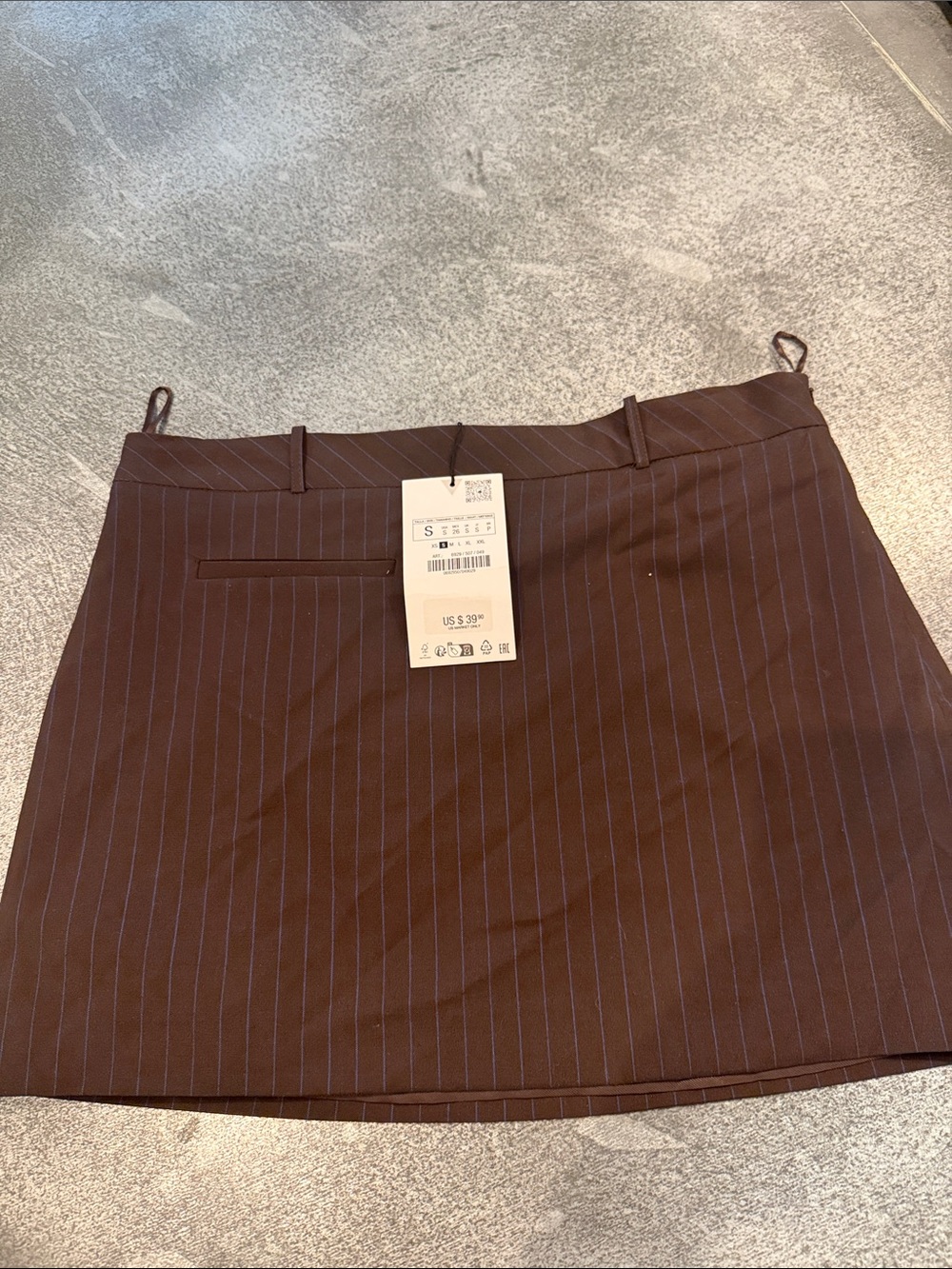 Zara Brown Pinstripe Mini Skirt